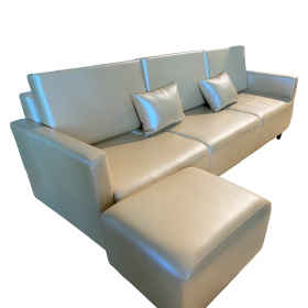 Sofa vàng kem bền đẹp, kèm ghế đôn dành cho phòng khách thêm thanh lịch